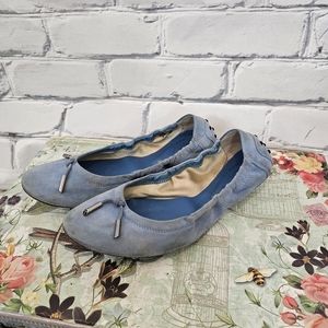 Tod's Blue Suede Ballet Flats